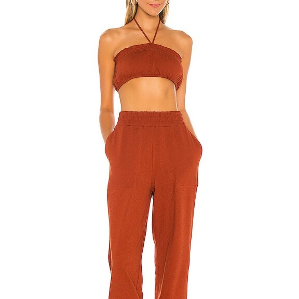 NEW Free People Beach Don’t Kill My Vibe 100% COTTON Set Pants & Crop top 492S0 - Picture 2 of 8